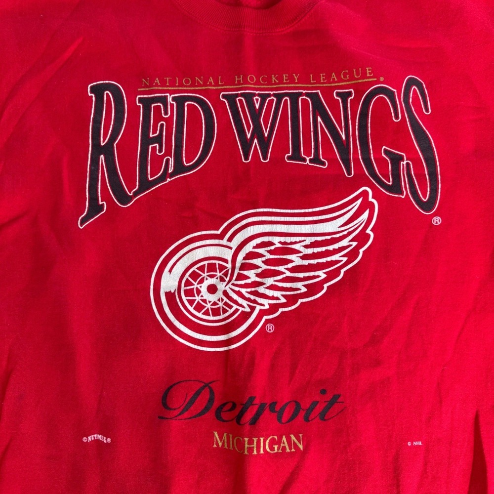 Vintage Lee Sport Detroit Red Wings Sweatshirt Mens Large Red Made in USA NHL - Picture 2 of 6